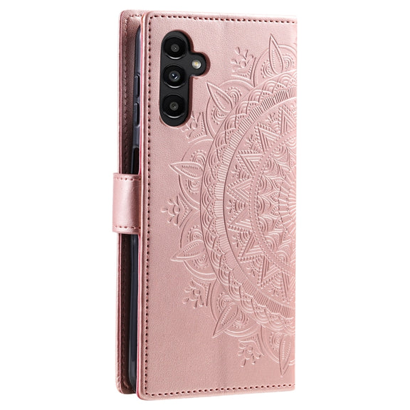 For Samsung Galaxy S25+ 5G Totem Flower Embossed Leather Phone Case(Rose Gold)
