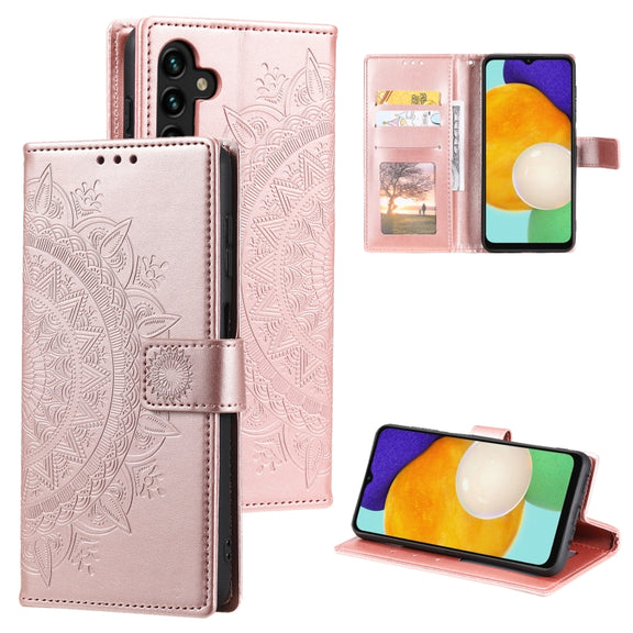 For Samsung Galaxy S25+ 5G Totem Flower Embossed Leather Phone Case(Rose Gold)