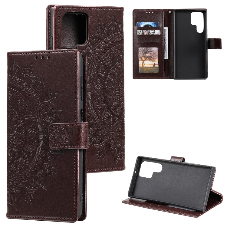 For Samsung Galaxy S25 Ultra 5G Totem Flower Embossed Leather Phone Case(Brown) - Galaxy S25 Ultra 5G Cases by PMC TechLife | Online Shopping South Africa | PMC TechLife | Buy Now Pay Later Mobicred