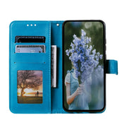 For Samsung Galaxy S25 Ultra 5G Totem Flower Embossed Leather Phone Case with Lanyard(Blue)
