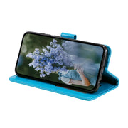 For Samsung Galaxy S25 Ultra 5G Totem Flower Embossed Leather Phone Case with Lanyard(Blue)