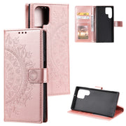 For Samsung Galaxy S25 Ultra 5G Totem Flower Embossed Leather Phone Case(Rose Gold)