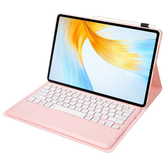 For Huawei MatePad Air 12 2024 Ultra-thin Detachable Bluetooth Keyboard Leather Tablet Case(Pink White)