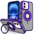 For iPhone 16 Skin Feel Matte 360 Degree Rotating Silicone Ring Holder Phone Case(Purple) - iPhone 16 Cases by PMC TechLife | Online Shopping South Africa | PMC TechLife | Buy Now Pay Later Mobicred