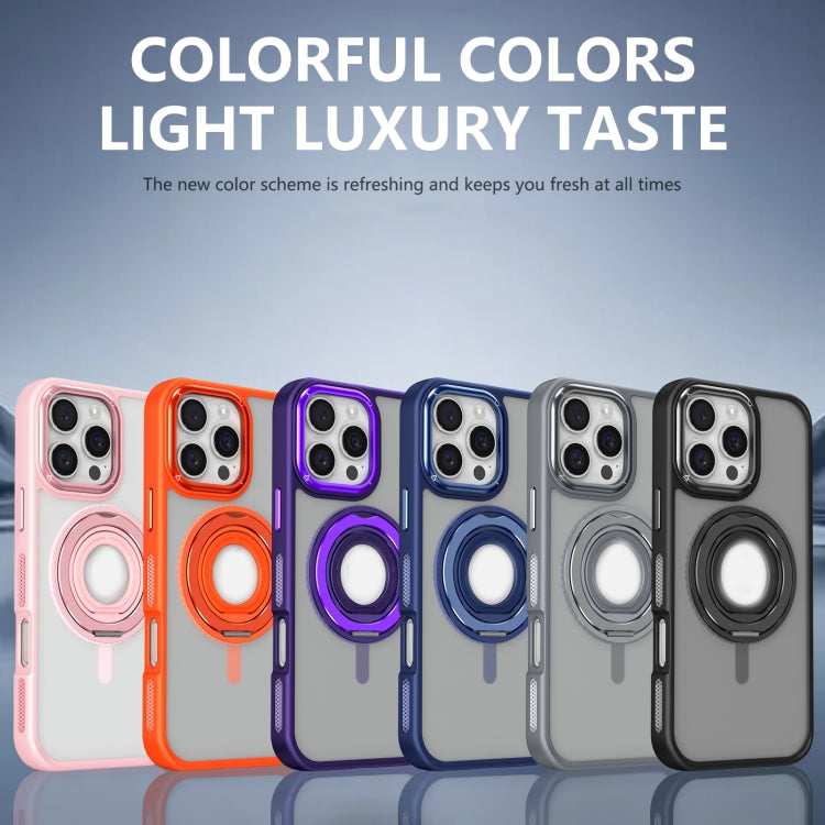 For iPhone 16 Skin Feel Matte 360 Degree Rotating Silicone Ring Holder Phone Case(Orange)