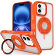 For iPhone 16 Plus Skin Feel Transparent 360 Degree Rotating Silicone Ring Holder Phone Case(Orange) - iPhone 16 Plus Cases by PMC TechLife | Online Shopping South Africa | PMC TechLife | Buy Now Pay Later Mobicred