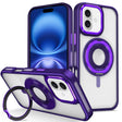 For iPhone 16 Skin Feel Transparent 360 Degree Rotating Silicone Ring Holder Phone Case(Purple) - iPhone 16 Cases by PMC TechLife | Online Shopping South Africa | PMC TechLife | Buy Now Pay Later Mobicred
