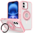 For iPhone 16 Skin Feel Transparent 360 Degree Rotating Silicone Ring Holder Phone Case(Pink) - iPhone 16 Cases by PMC TechLife | Online Shopping South Africa | PMC TechLife | Buy Now Pay Later Mobicred