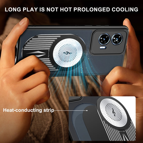 For Motorola Edge 50 Fusion Heat Dissipation Aromatherapy MagSafe Holder Phone Case(Black)