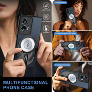 For Motorola Edge 50 Fusion Heat Dissipation Aromatherapy MagSafe Holder Phone Case(Black)