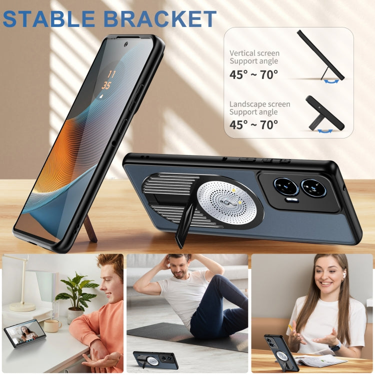 For Motorola Edge 50 Fusion Heat Dissipation Aromatherapy MagSafe Holder Phone Case(Black)