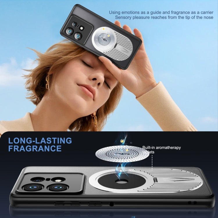 For Motorola Edge 50 Pro Heat Dissipation Aromatherapy MagSafe Holder Phone Case(Silver) - Motorola Cases by PMC TechLife | Online Shopping South Africa | PMC TechLife | Buy Now Pay Later Mobicred