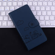 For iPhone 16e Cute Cats RFID Leather Phone Case(Blue)