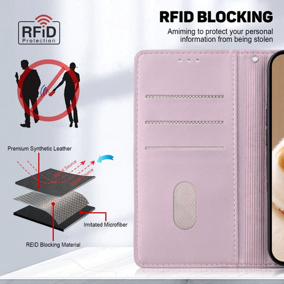 For Redmi K70 / K70 Pro Cute Cats RFID Leather Phone Case(Rose Gold)