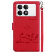 For Redmi K70 / K70 Pro Cute Cats RFID Leather Phone Case(Red)