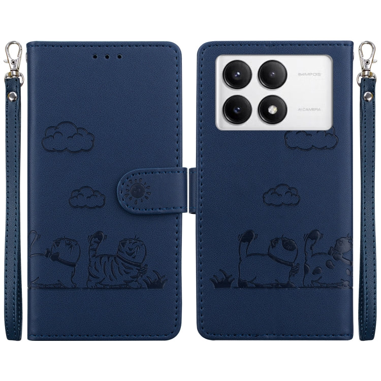 For Redmi K70 / K70 Pro Cute Cats RFID Leather Phone Case(Blue) - Xiaomi Cases by PMC Jewellery | Online Shopping South Africa | PMC Jewellery | Buy Now Pay Later Mobicred