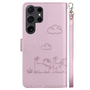 For Samsung Galaxy S25 Ultra 5G Cute Cats RFID Leather Phone Case(Rose Gold)