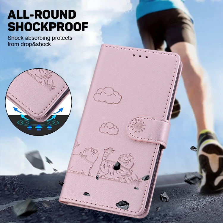For Samsung Galaxy S25 Ultra 5G Cute Cats RFID Leather Phone Case(Rose Gold) - free shipping - PMC Jewellery - Order now!