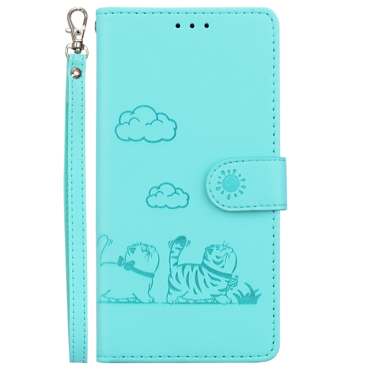For Samsung Galaxy S25 Ultra 5G Cute Cats RFID Leather Phone Case(Green) - Galaxy S25 Ultra 5G Cases by PMC Jewellery | Online Shopping South Africa | PMC Jewellery | Buy Now Pay Later Mobicred