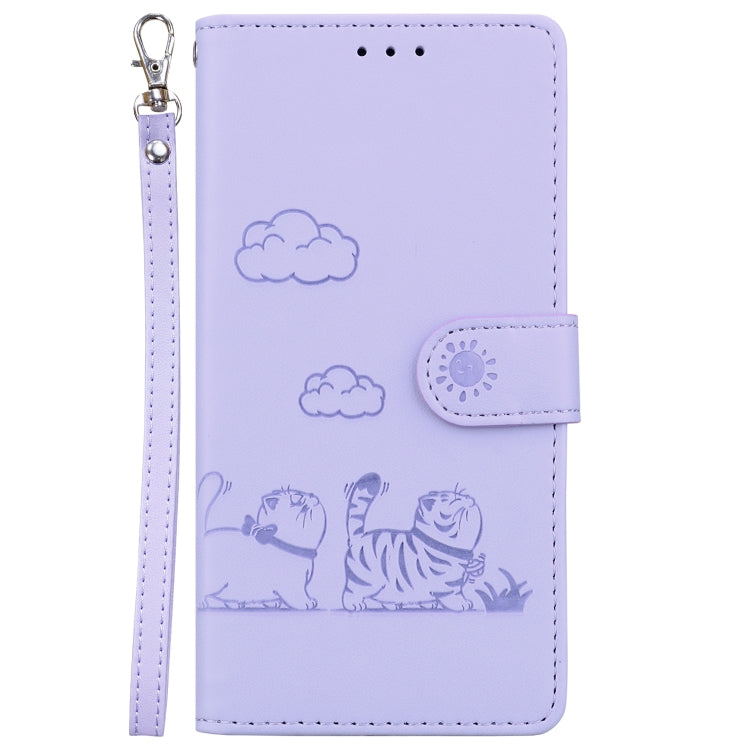 For Samsung Galaxy S25 Ultra 5G Cute Cats RFID Leather Phone Case(Purple) - Galaxy S25 Ultra 5G Cases by PMC Jewellery | Online Shopping South Africa | PMC Jewellery | Buy Now Pay Later Mobicred