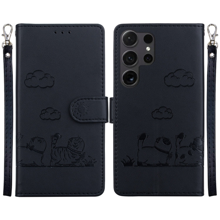 For Samsung Galaxy S25 Ultra 5G Cute Cats RFID Leather Phone Case(Black) - Galaxy S25 Ultra 5G Cases by PMC Jewellery | Online Shopping South Africa | PMC Jewellery | Buy Now Pay Later Mobicred