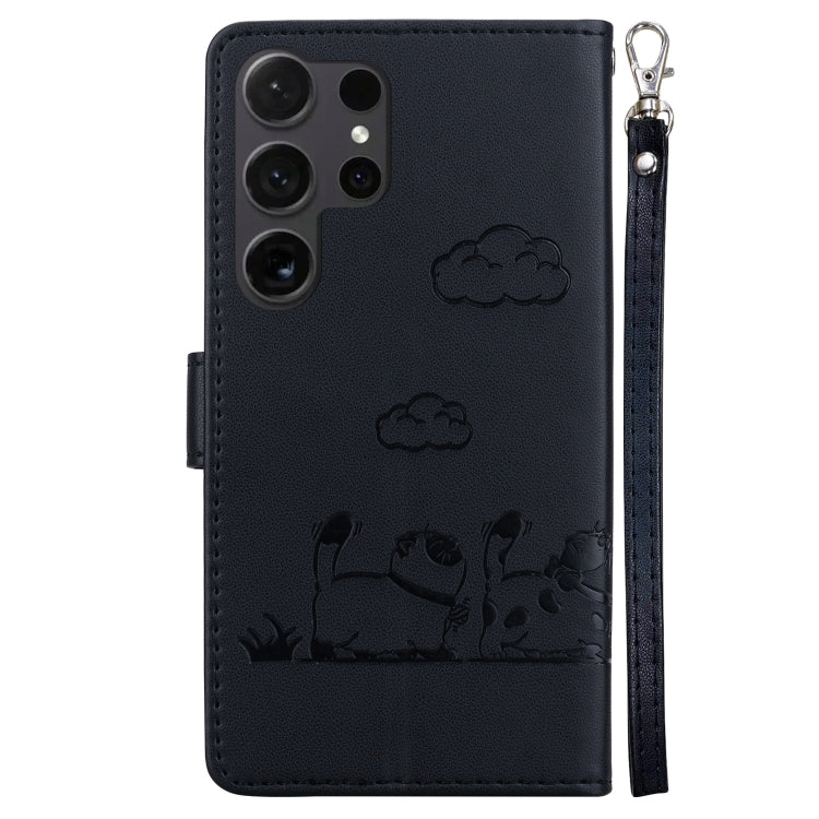 For Samsung Galaxy S25 Ultra 5G Cute Cats RFID Leather Phone Case(Black) - Galaxy S25 Ultra 5G Cases by PMC Jewellery | Online Shopping South Africa | PMC Jewellery | Buy Now Pay Later Mobicred