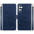 For Samsung Galaxy S25 5G Cute Cats RFID Leather Phone Case(Blue) - Galaxy S25 5G Cases by PMC Jewellery | Online Shopping South Africa | PMC Jewellery | Buy Now Pay Later Mobicred