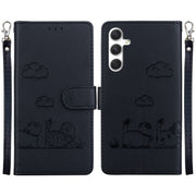 For Samsung Galaxy S25 5G Cute Cats RFID Leather Phone Case(Black)