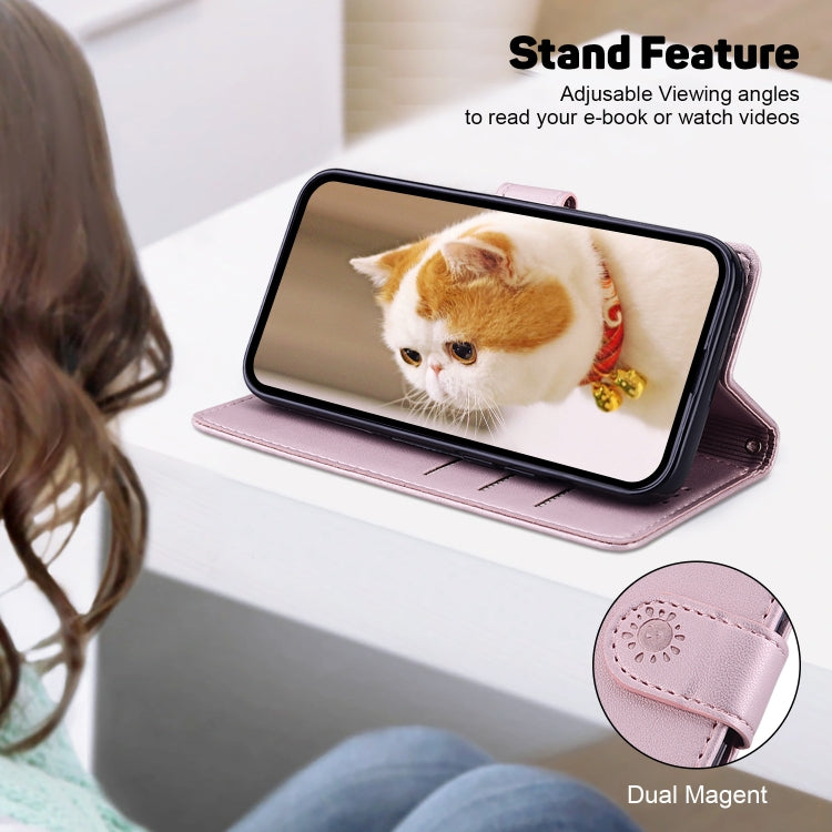 For Samsung Galaxy S25+ 5G Cute Cats RFID Leather Phone Case(Rose Gold) - Galaxy S25+ 5G Cases by PMC Jewellery | Online Shopping South Africa | PMC Jewellery | Buy Now Pay Later Mobicred