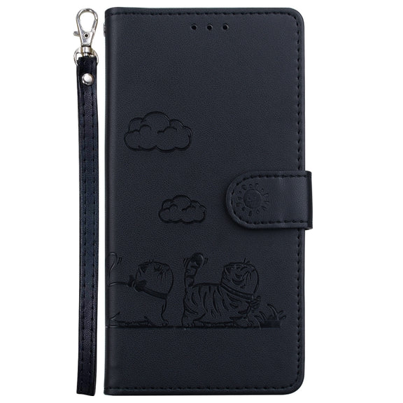 For Samsung Galaxy S25+ 5G Cute Cats RFID Leather Phone Case(Black)