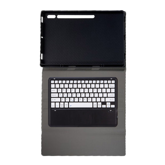 For Samsung Galaxy Tab S10 Ultra A910B Pen Slot Detachable Bluetooth Keyboard Leather Tablet Case(Black+White)