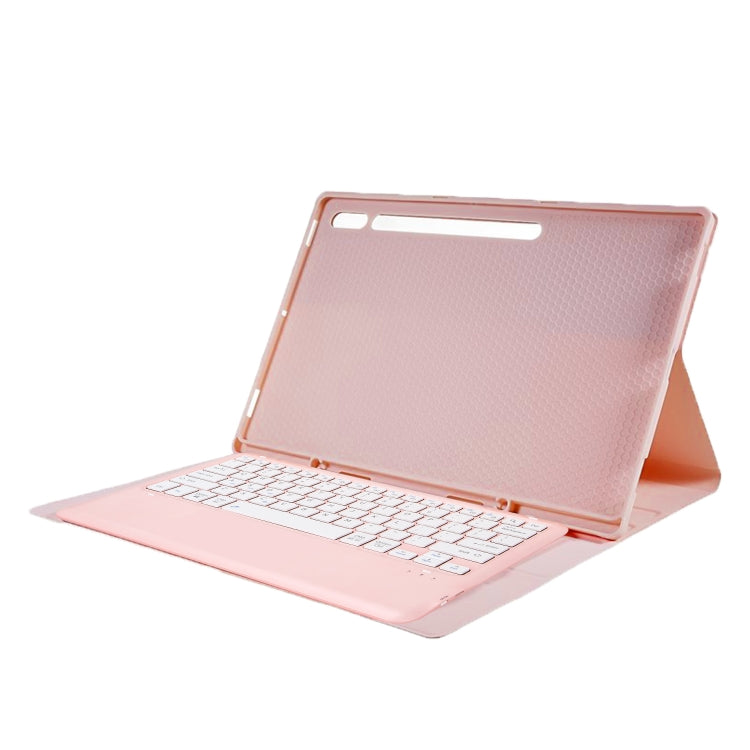 For Samsung Galaxy Tab S10 Ultra A910B Pen Slot Detachable Bluetooth Keyboard Leather Tablet Case(Pink)