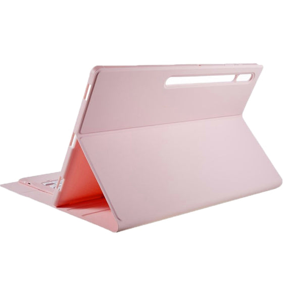 For Samsung Galaxy Tab S10 Ultra A910B Pen Slot Detachable Bluetooth Keyboard Leather Tablet Case(Pink)