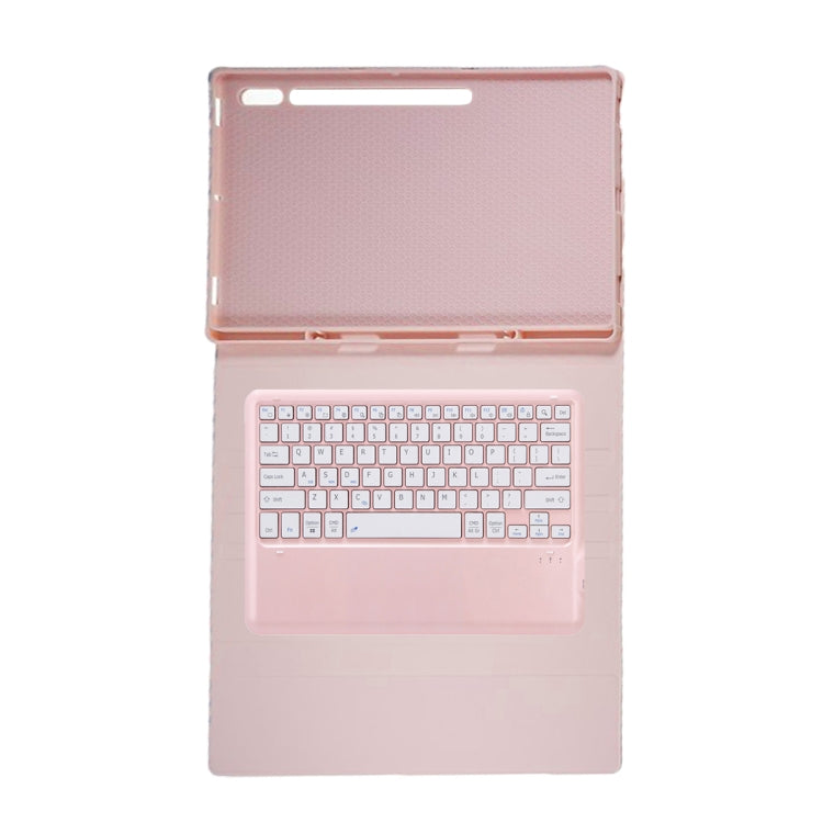 For Samsung Galaxy Tab S10 Ultra A910B Pen Slot Detachable Bluetooth Keyboard Leather Tablet Case(Pink)