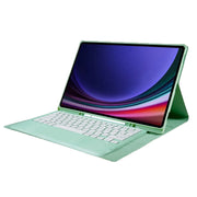 For Samsung Galaxy Tab S10 Ultra A910B Pen Slot Detachable Bluetooth Keyboard Leather Tablet Case(Mint Green)