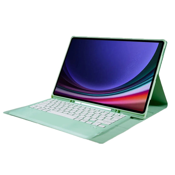 For Samsung Galaxy Tab S10 Ultra A910B Pen Slot Detachable Bluetooth Keyboard Leather Tablet Case(Mint Green)