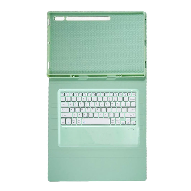 For Samsung Galaxy Tab S10 Ultra A910B Pen Slot Detachable Bluetooth Keyboard Leather Tablet Case(Mint Green)