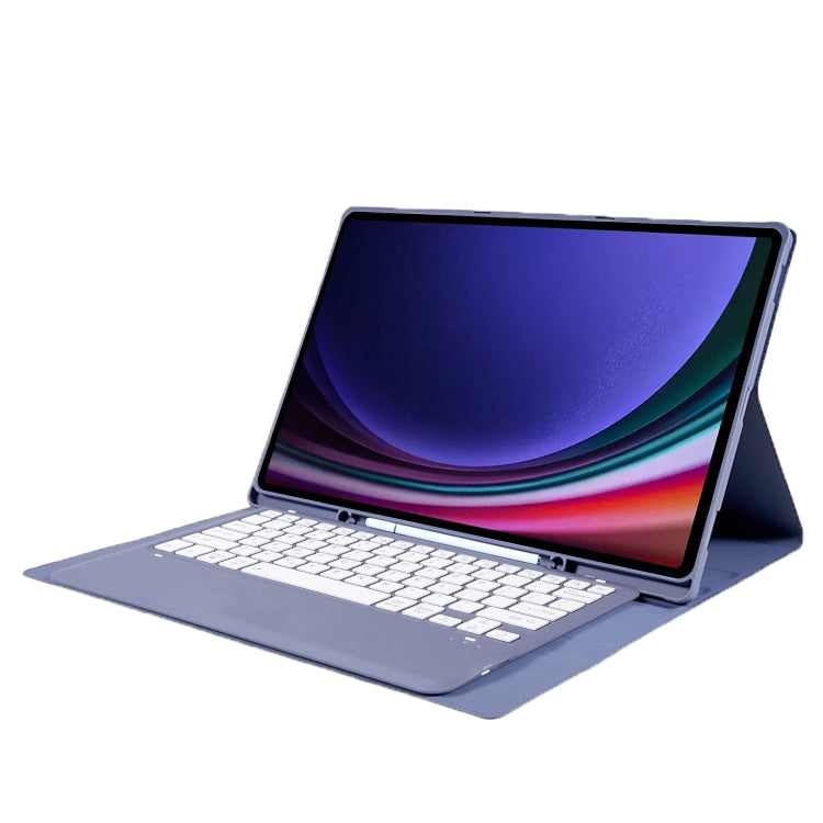 For Samsung Galaxy Tab S10 Ultra A910B Pen Slot Detachable Bluetooth Keyboard Leather Tablet Case(Purple)