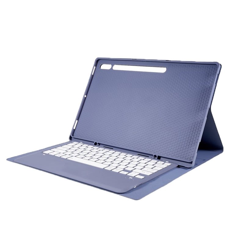 For Samsung Galaxy Tab S10 Ultra A910B Pen Slot Detachable Bluetooth Keyboard Leather Tablet Case(Purple)