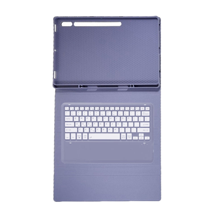 For Samsung Galaxy Tab S10 Ultra A910B Pen Slot Detachable Bluetooth Keyboard Leather Tablet Case(Purple)