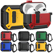 For AirPods 4 Shield Shockproof Earphone Protective Case with Hook(Black Green)