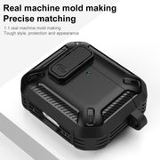 For AirPods 4 Shield Shockproof Earphone Protective Case with Hook(Black Red)