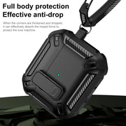 For AirPods 4 Shield Shockproof Earphone Protective Case with Hook(Black Green)