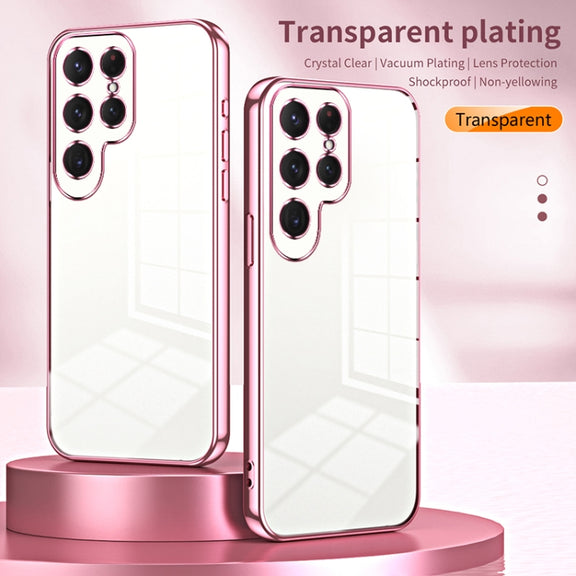 For Samsung Galaxy S25 Ultra 5G Transparent Plating Fine Hole Phone Case(Gold)
