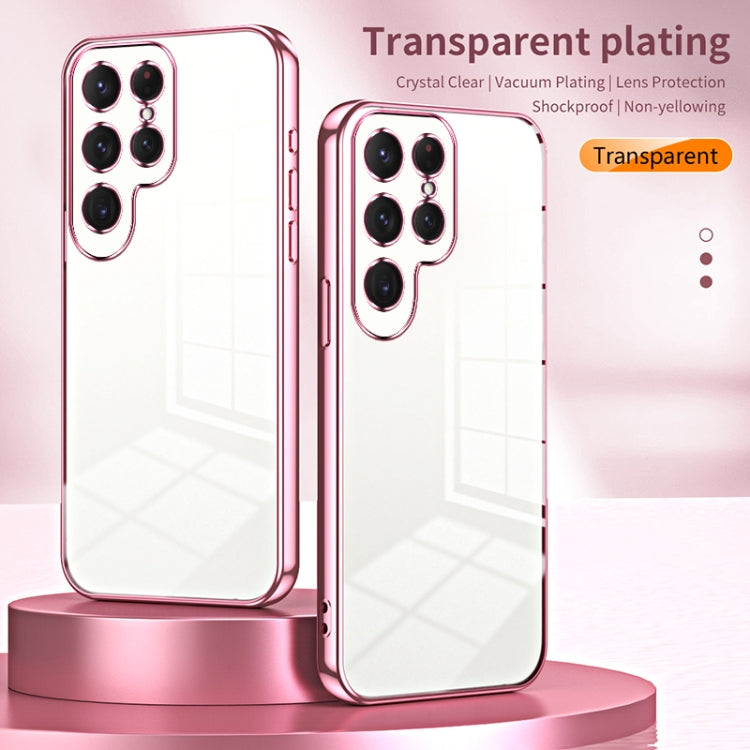 For Samsung Galaxy S25 Ultra 5G Transparent Plating Fine Hole Phone Case(Gold)
