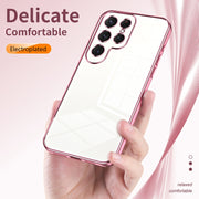 For Samsung Galaxy S25 Ultra 5G Transparent Plating Fine Hole Phone Case(Gold)
