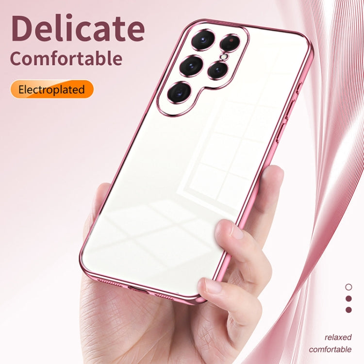 For Samsung Galaxy S25 Ultra 5G Transparent Plating Fine Hole Phone Case(Gold)