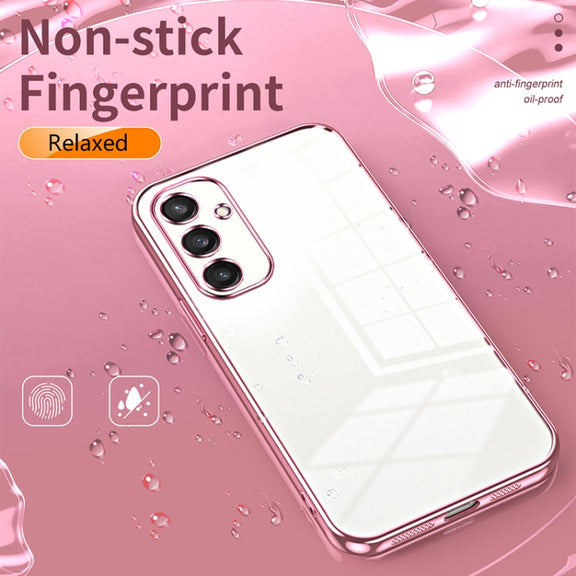 For Samsung Galaxy S25 5G Transparent Plating Fine Hole Phone Case(Pink)