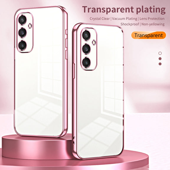 For Samsung Galaxy S25 5G Transparent Plating Fine Hole Phone Case(Black)