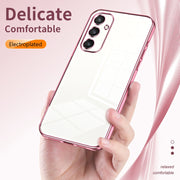 For Samsung Galaxy S25 5G Transparent Plating Fine Hole Phone Case(Black)